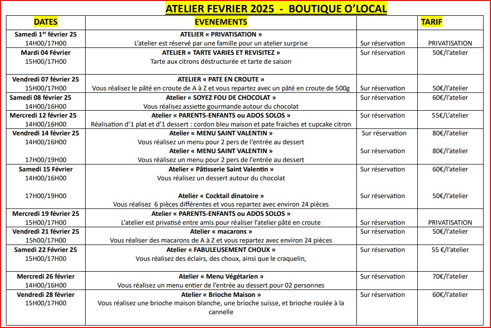 ATELIER FEVRIER 2025